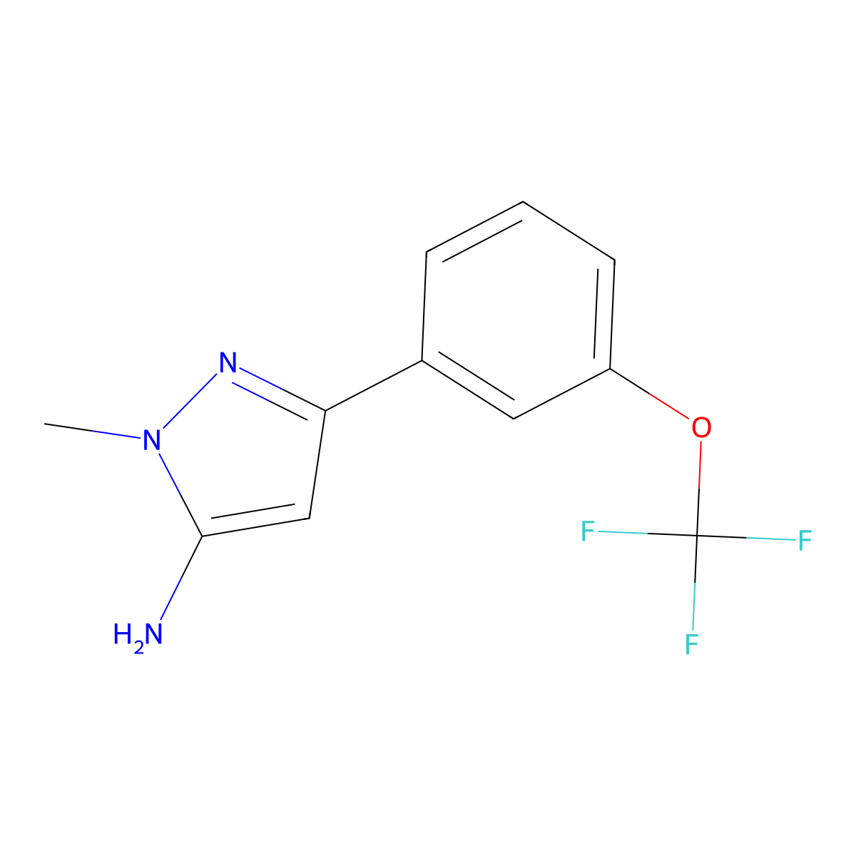 1-methyl-3-[3-(trifluoromethoxy)phenyl]-1H-pyrazol-5-amine molecular structure, CAS 2229118-44-7