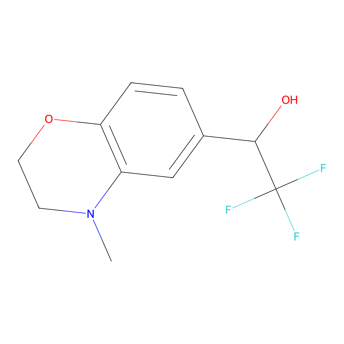 2,2,2-trifluoro-1-(4-methyl-3,4-dihydro-2H-1,4-benzoxazin-6-yl)ethan-1-ol molecular structure, CAS 2229119-87-1