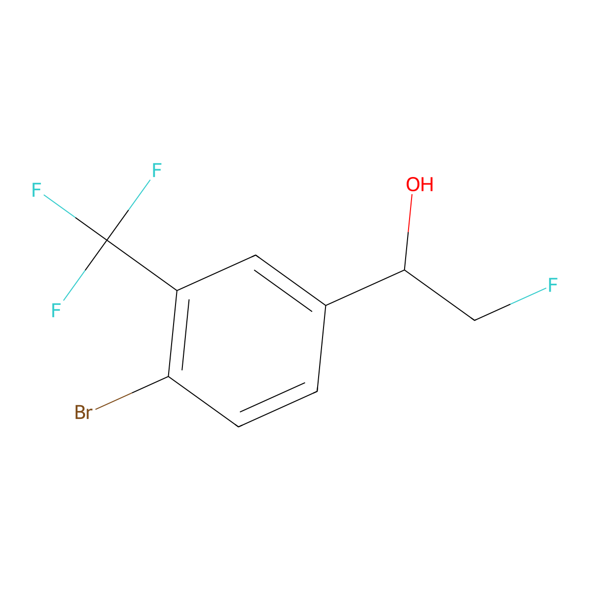 1-[4-Bromo-3-(trifluoromethyl)phenyl]-2-fluoroethan-1-ol molecular structure, CAS 2229121-63-3