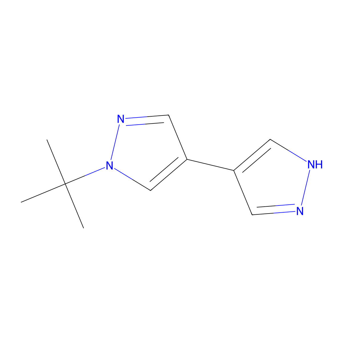 1-tert-butyl-4-(1H-pyrazol-4-yl)-1H-pyrazole molecular structure, CAS 2229121-76-8