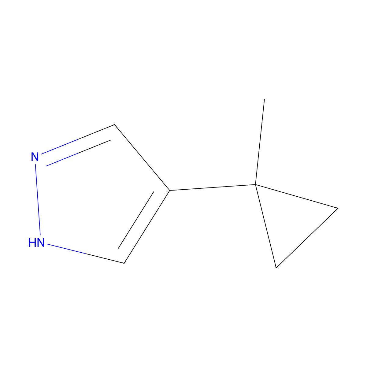 4-(1-methylcyclopropyl)-1H-pyrazole molecular structure, CAS 2229122-15-8