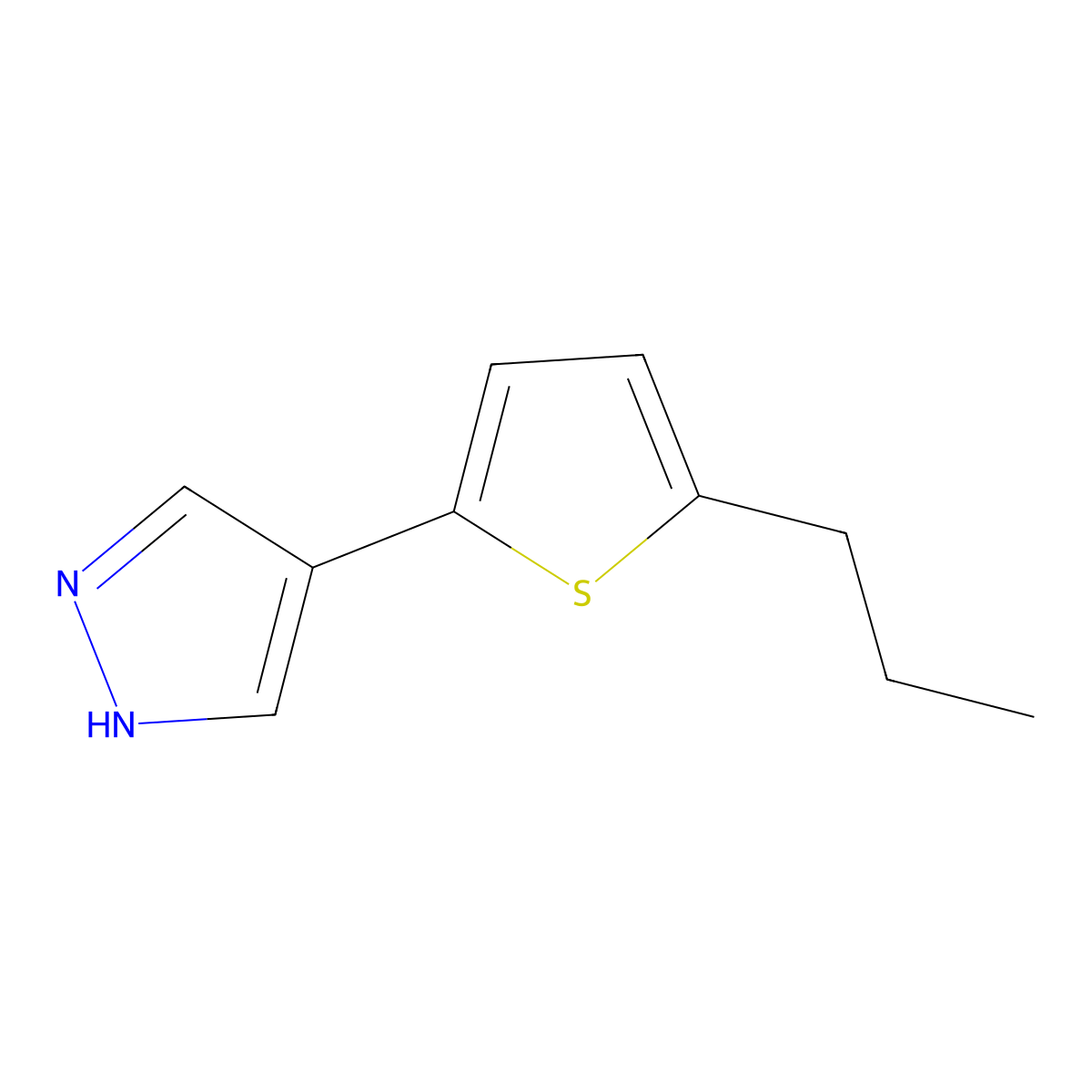 4-(5-propylthiophen-2-yl)-1H-pyrazole molecular structure, CAS 2229124-65-4