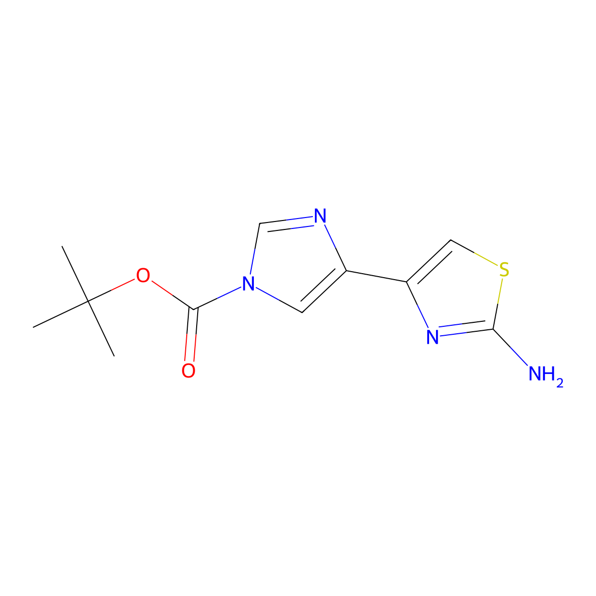 tert-butyl 4-(2-amino-1,3-thiazol-4-yl)-1H-imidazole-1-carboxylate molecular structure, CAS 2229125-68-0