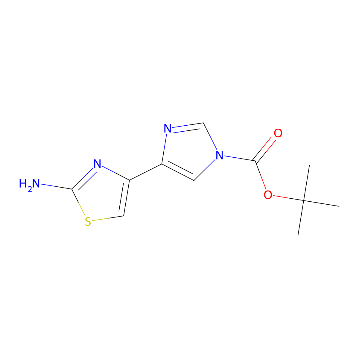 tert-butyl 4-(2-amino-1,3-thiazol-4-yl)-1H-imidazole-1-carboxylate molecular structure, CAS 2229125-68-0