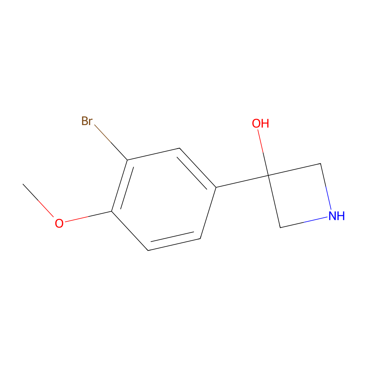 3-(3-Bromo-4-methoxyphenyl)azetidin-3-ol molecular structure, CAS 2229128-71-4