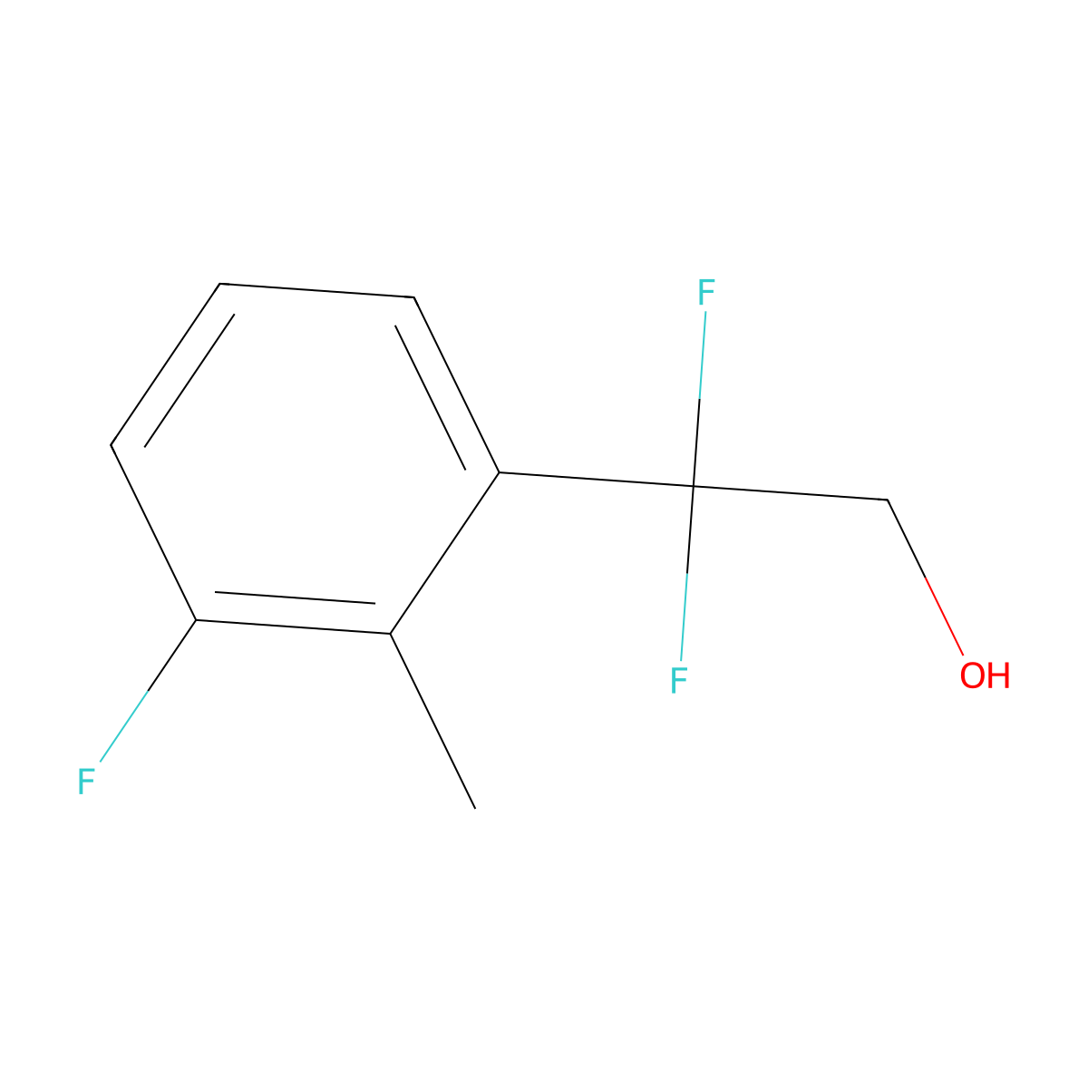 2,2-Difluoro-2-(3-fluoro-2-methylphenyl)ethan-1-ol molecular structure, CAS 2229130-01-0