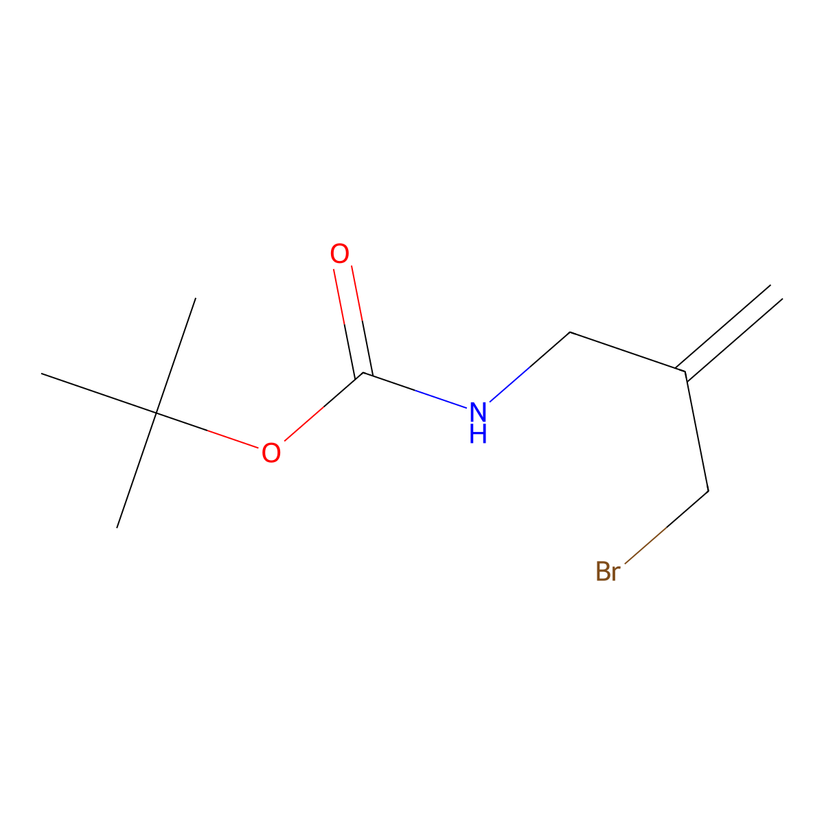 tert-butyl N-[2-(bromomethyl)prop-2-en-1-yl]carbamate molecular structure, CAS 2229134-30-7