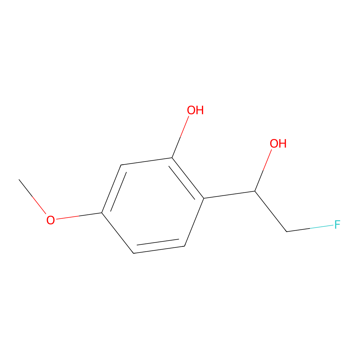 2-(2-Fluoro-1-hydroxyethyl)-5-methoxyphenol molecular structure, CAS 2229135-25-3