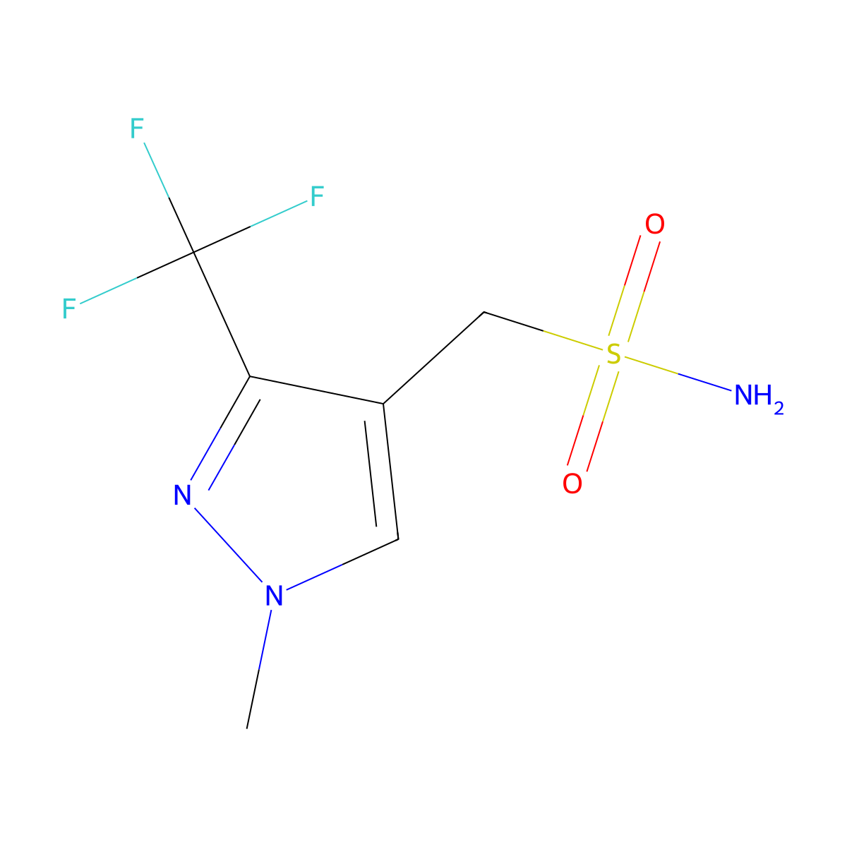 [1-methyl-3-(trifluoromethyl)-1H-pyrazol-4-yl]methanesulfonamide molecular structure, CAS 2229136-48-3