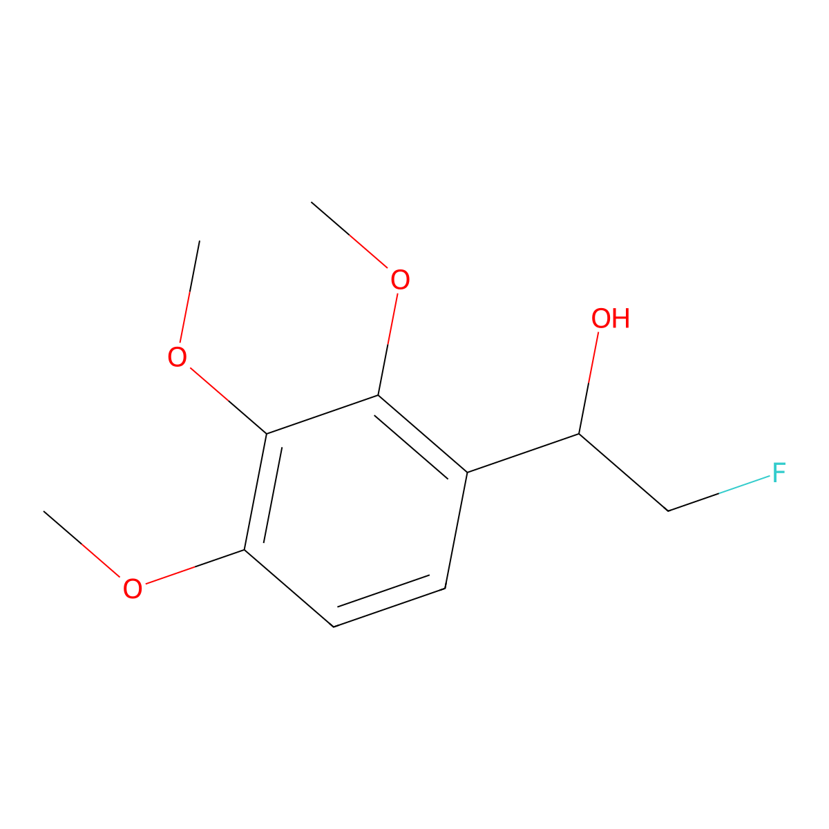 2-Fluoro-1-(2,3,4-trimethoxyphenyl)ethan-1-ol molecular structure, CAS 2229138-54-7