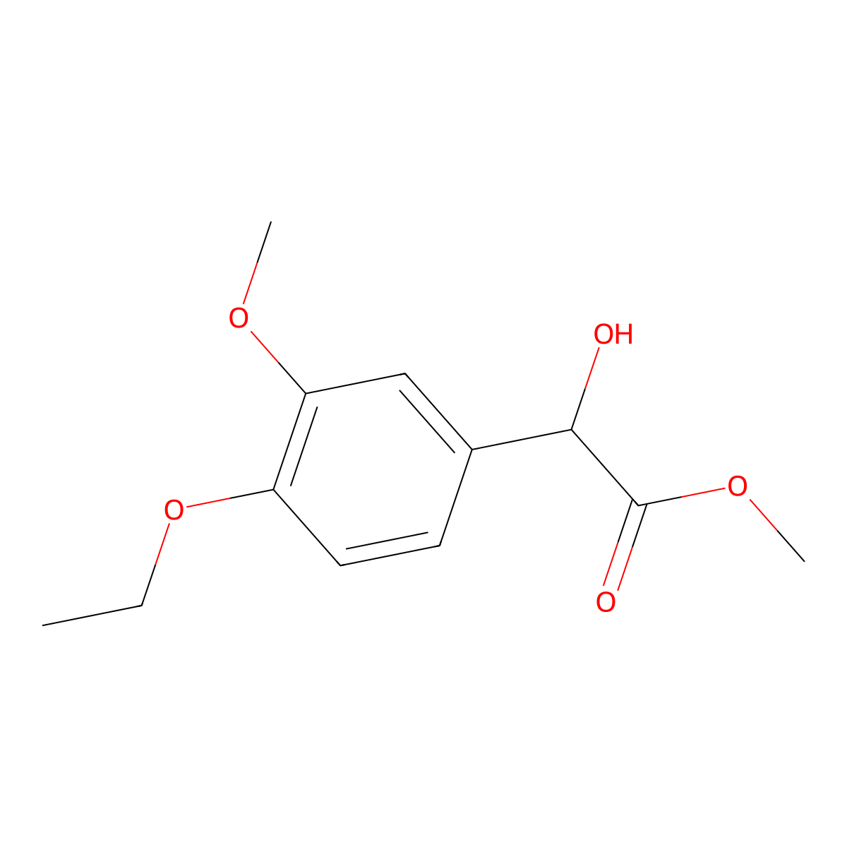 Methyl 2-(4-ethoxy-3-methoxyphenyl)-2-hydroxyacetate molecular structure, CAS 2229138-63-8