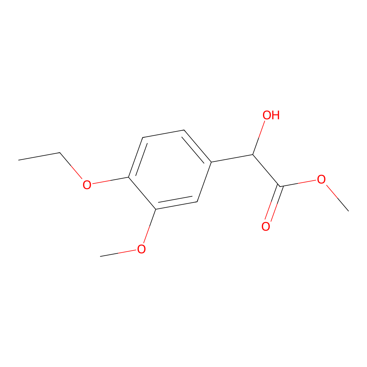 Methyl 2-(4-ethoxy-3-methoxyphenyl)-2-hydroxyacetate molecular structure, CAS 2229138-63-8