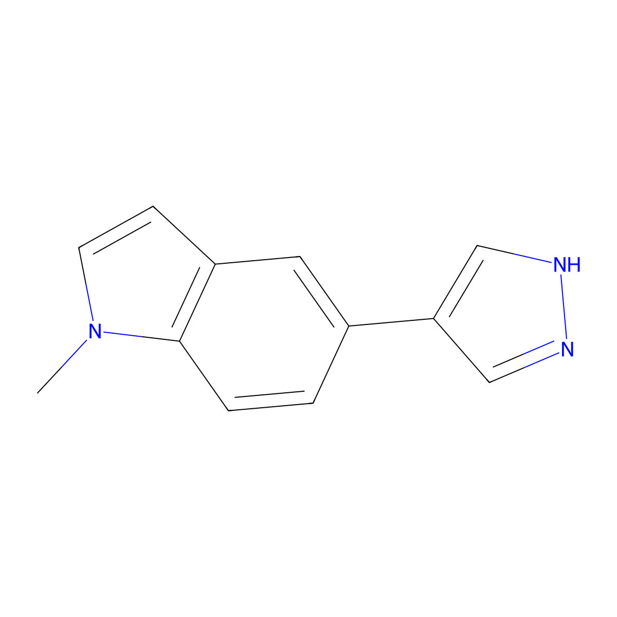 1-methyl-5-(1H-pyrazol-4-yl)-1H-indole molecular structure, CAS 2229139-17-5