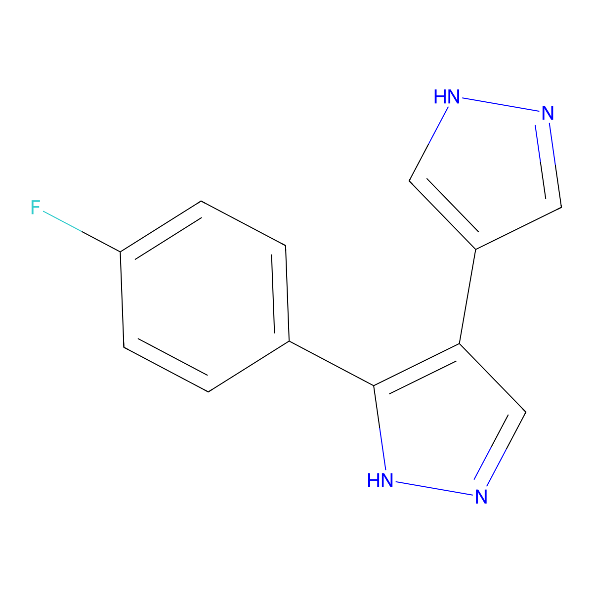 3-(4-fluorophenyl)-4-(1H-pyrazol-4-yl)-1H-pyrazole molecular structure, CAS 2229139-28-8