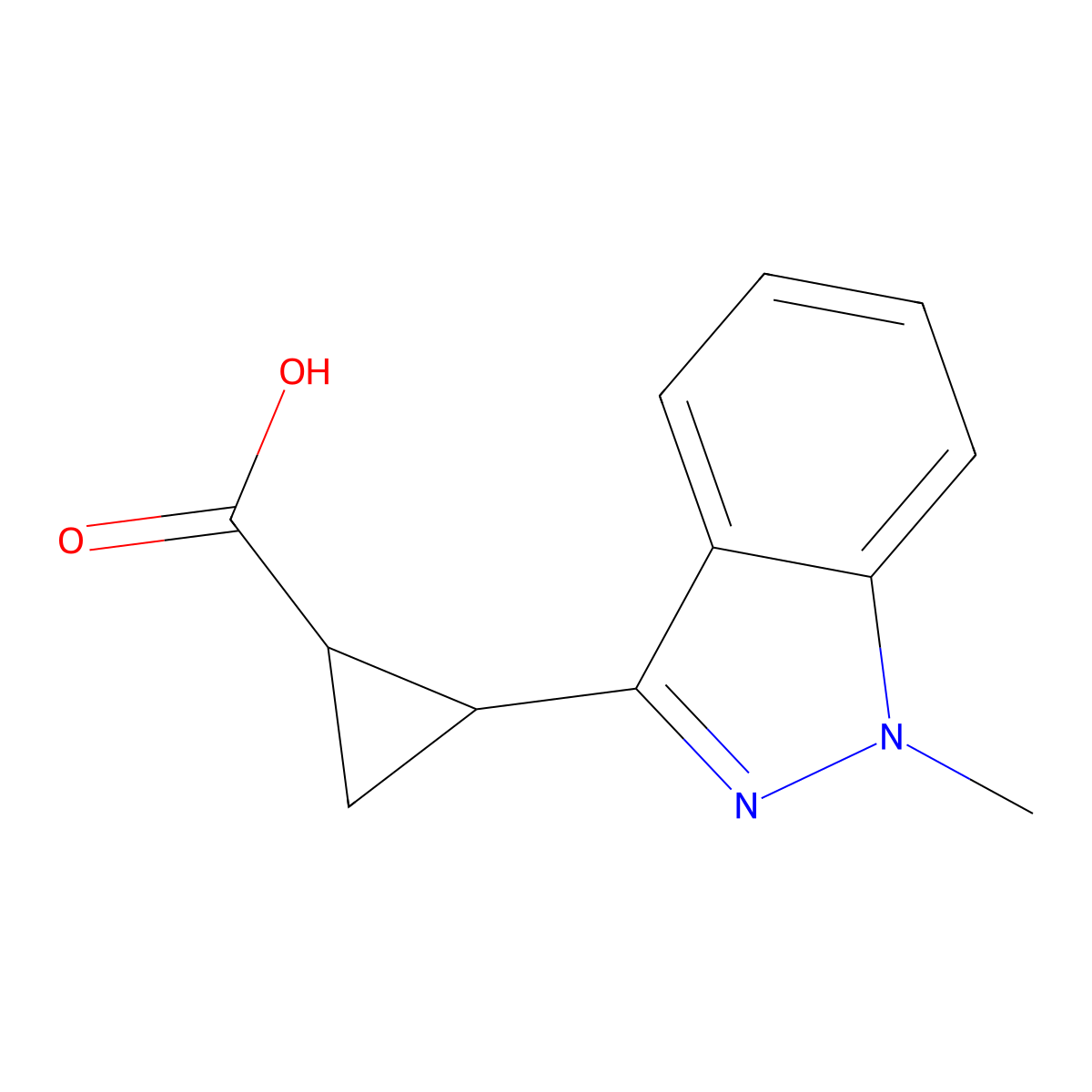 2-(1-methyl-1H-indazol-3-yl)cyclopropane-1-carboxylic acid molecular structure, CAS 2229139-97-1