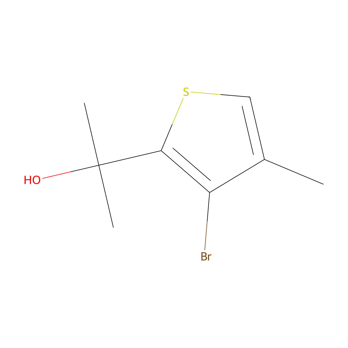 2-(3-Bromo-4-methylthiophen-2-yl)propan-2-ol molecular structure, CAS 2229144-43-6
