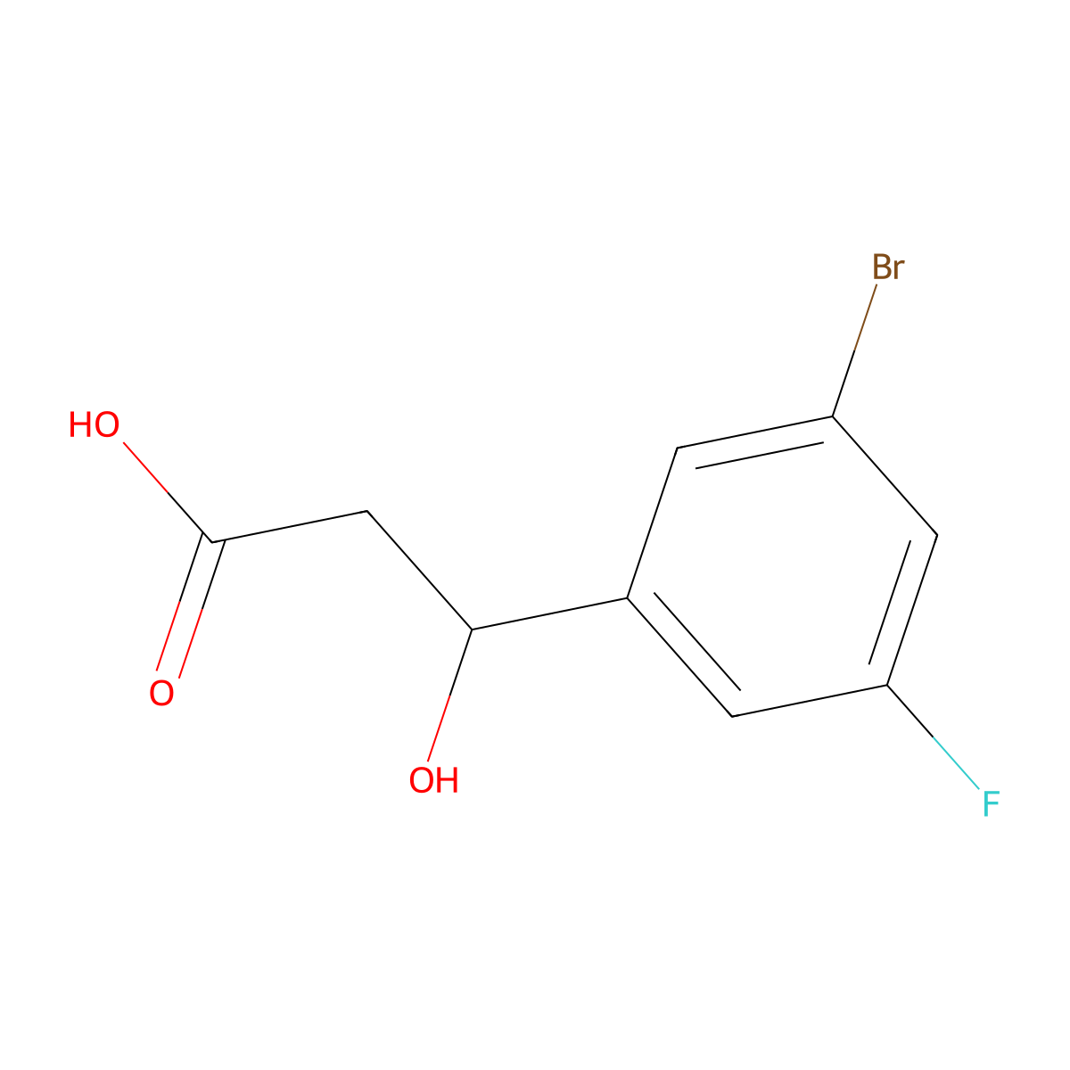 3-(3-Bromo-5-fluorophenyl)-3-hydroxypropanoic acid molecular structure, CAS 2229146-04-5