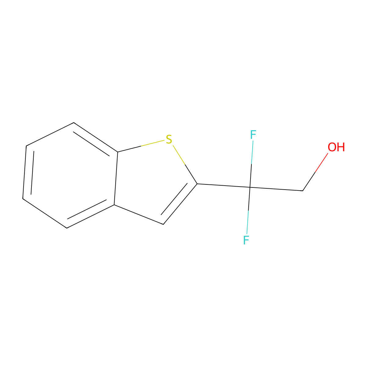 2-(1-Benzothiophen-2-yl)-2,2-difluoroethan-1-ol molecular structure, CAS 2229147-00-4