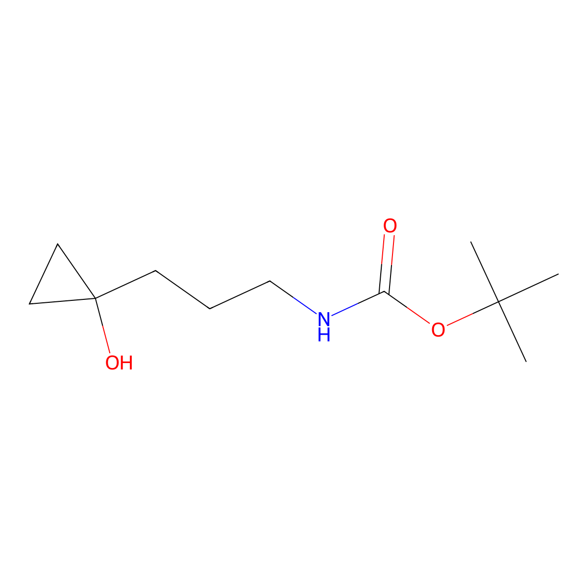 tert-butyl N-[3-(1-hydroxycyclopropyl)propyl]carbamate molecular structure, CAS 2229147-80-0