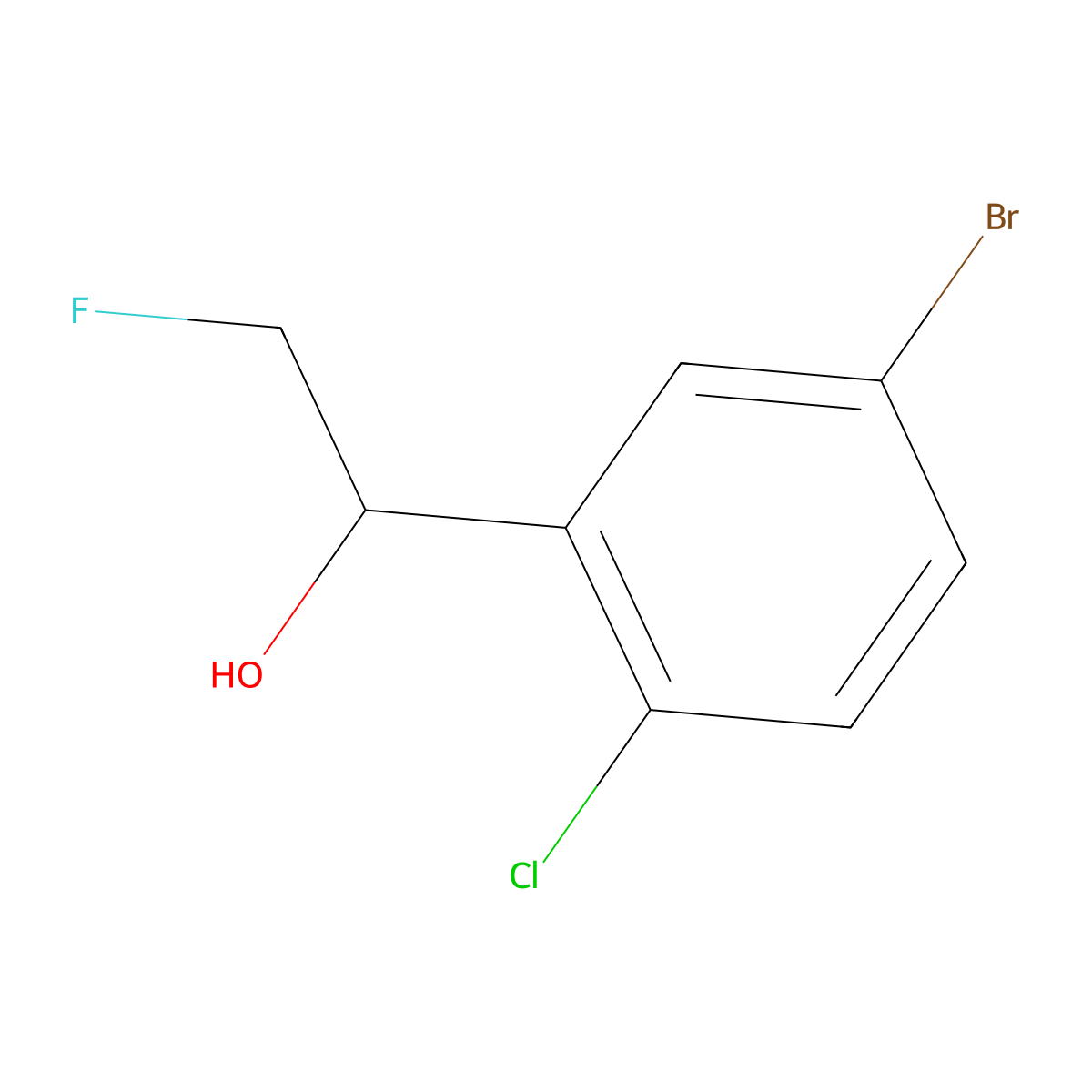 1-(5-Bromo-2-chlorophenyl)-2-fluoroethan-1-ol molecular structure, CAS 2229147-87-7