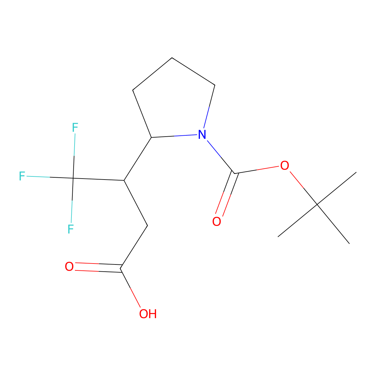 3-{1-[(Tert-butoxy)carbonyl]pyrrolidin-2-yl}-4,4,4-trifluorobutanoic acid molecular structure, CAS 2229148-38-1