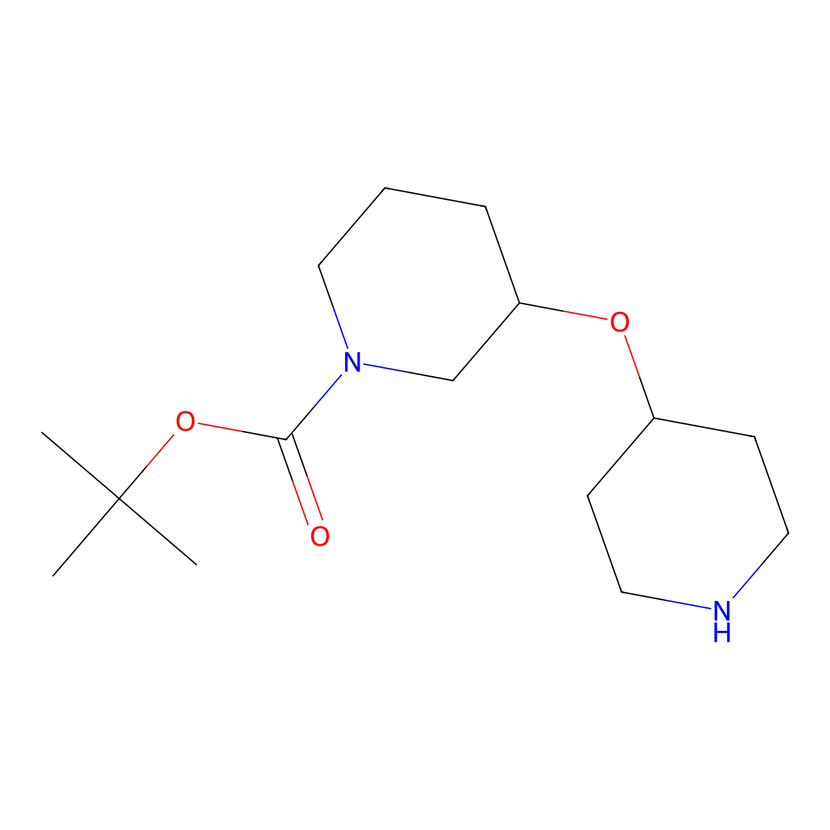 Tert-butyl 3-(piperidin-4-yloxy)piperidine-1-carboxylate molecular structure, CAS 2229151-12-4