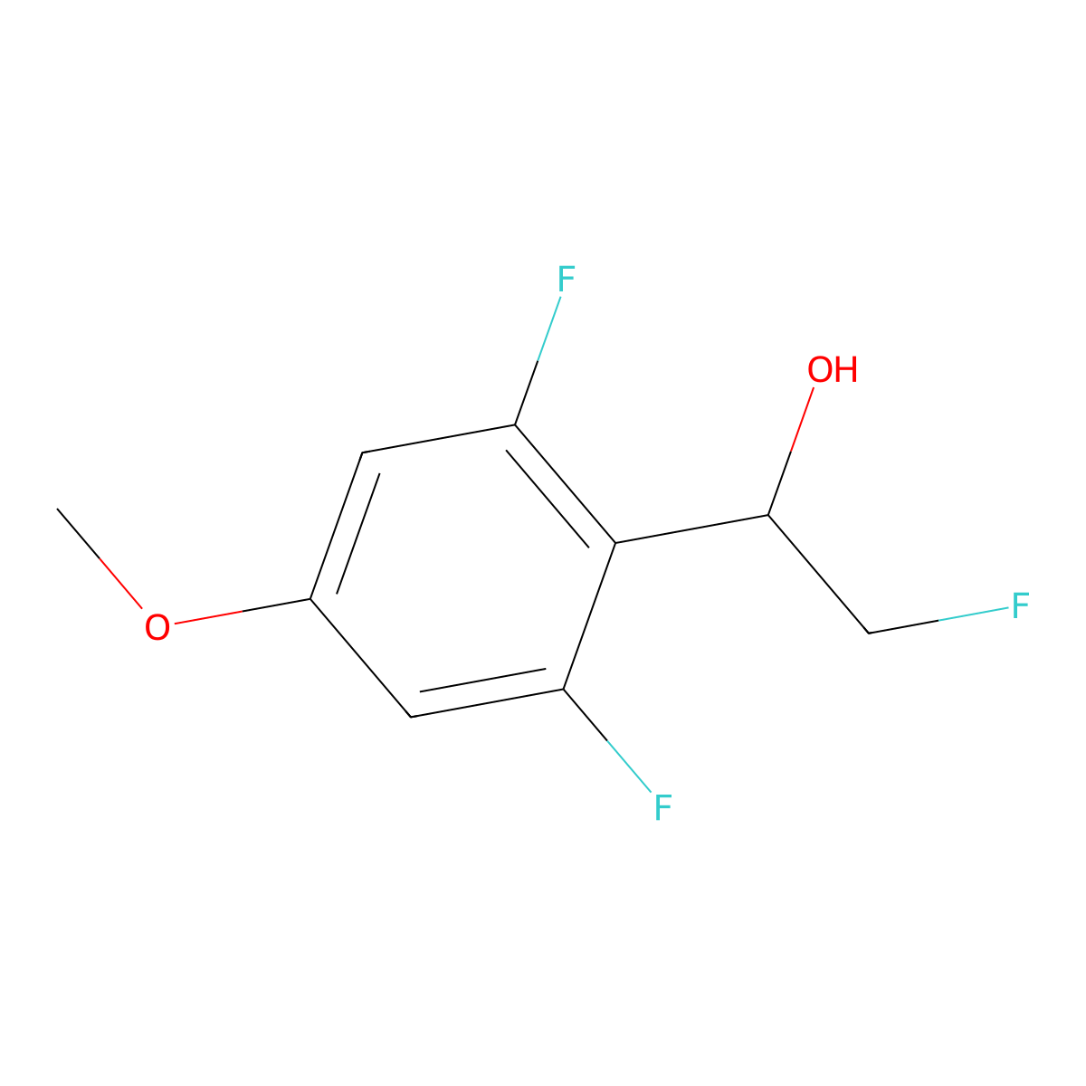 1-(2,6-Difluoro-4-methoxyphenyl)-2-fluoroethan-1-ol molecular structure, CAS 2229152-71-8