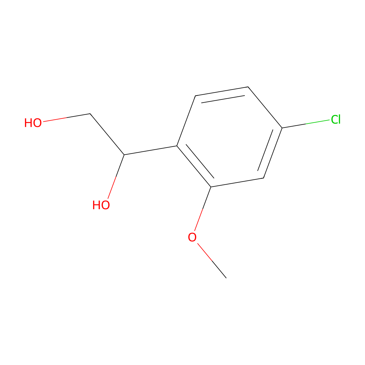 1-(4-Chloro-2-methoxyphenyl)ethane-1,2-diol molecular structure, CAS 2229154-18-9