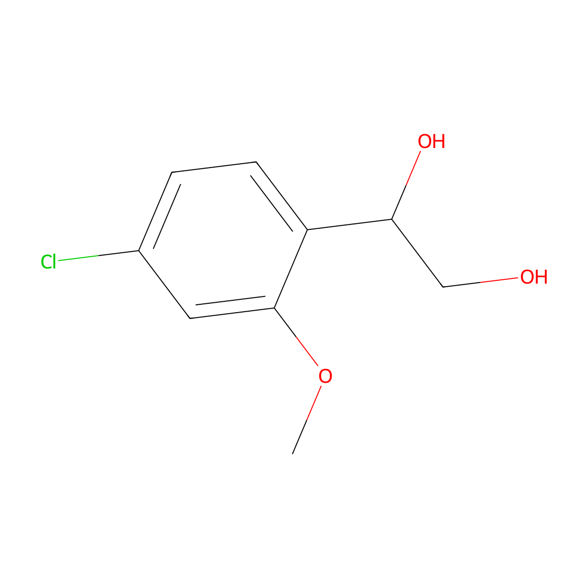 1-(4-Chloro-2-methoxyphenyl)ethane-1,2-diol molecular structure, CAS 2229154-18-9