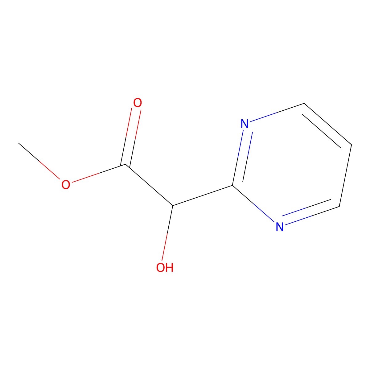 Methyl 2-hydroxy-2-(pyrimidin-2-yl)acetate molecular structure, CAS 2229155-57-9