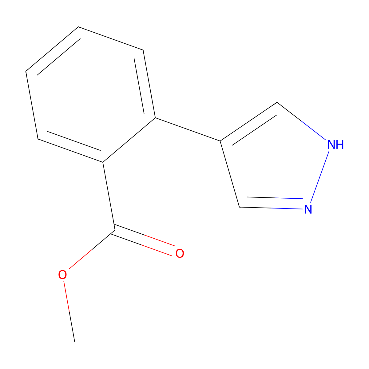 methyl 2-(1H-pyrazol-4-yl)benzoate molecular structure, CAS 2229155-65-9