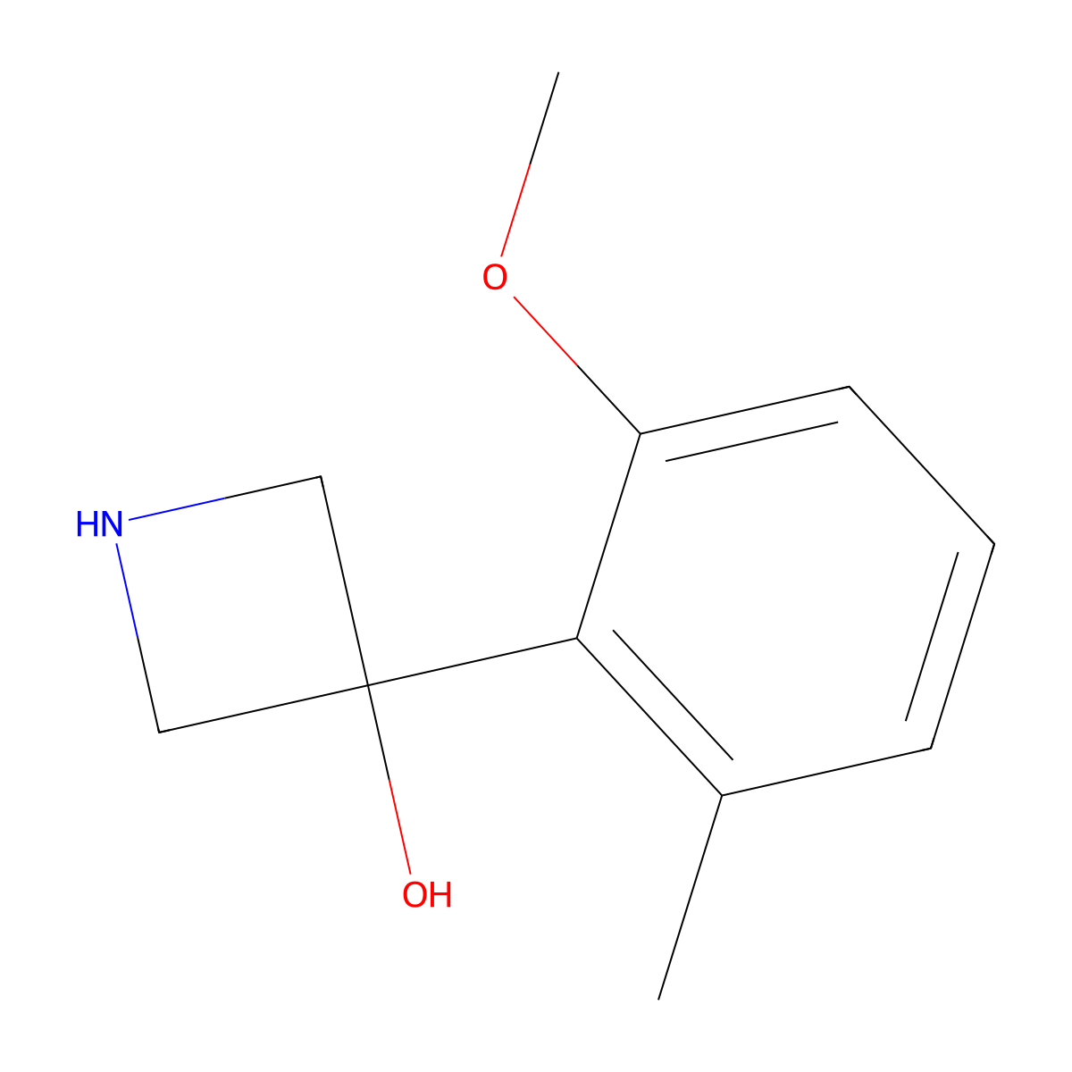 3-(2-Methoxy-6-methylphenyl)azetidin-3-ol molecular structure, CAS 2229156-54-9