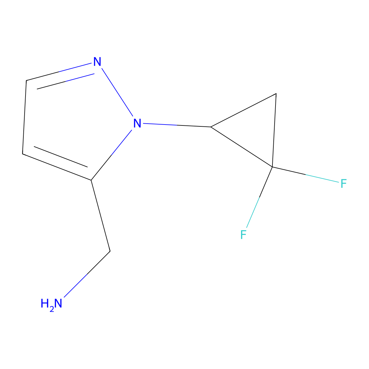 [1-(2,2-difluorocyclopropyl)-1H-pyrazol-5-yl]methanamine molecular structure, CAS 2229156-81-2