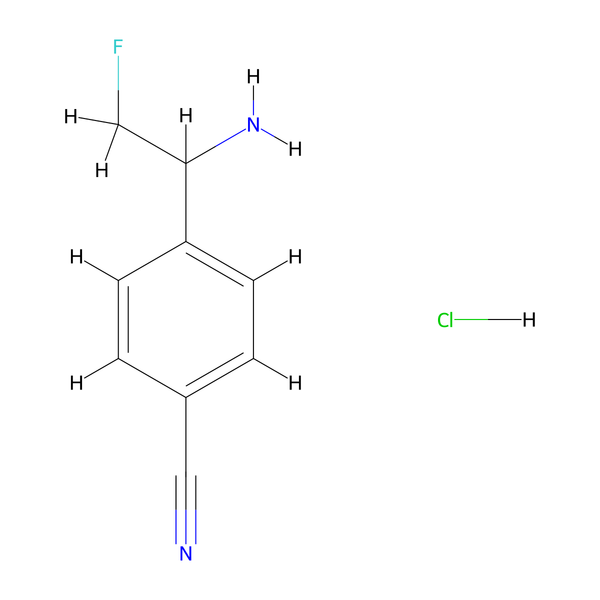4-(1-Amino-2-fluoroethyl)benzonitrile hydrochloride molecular structure, CAS 2229156-86-7