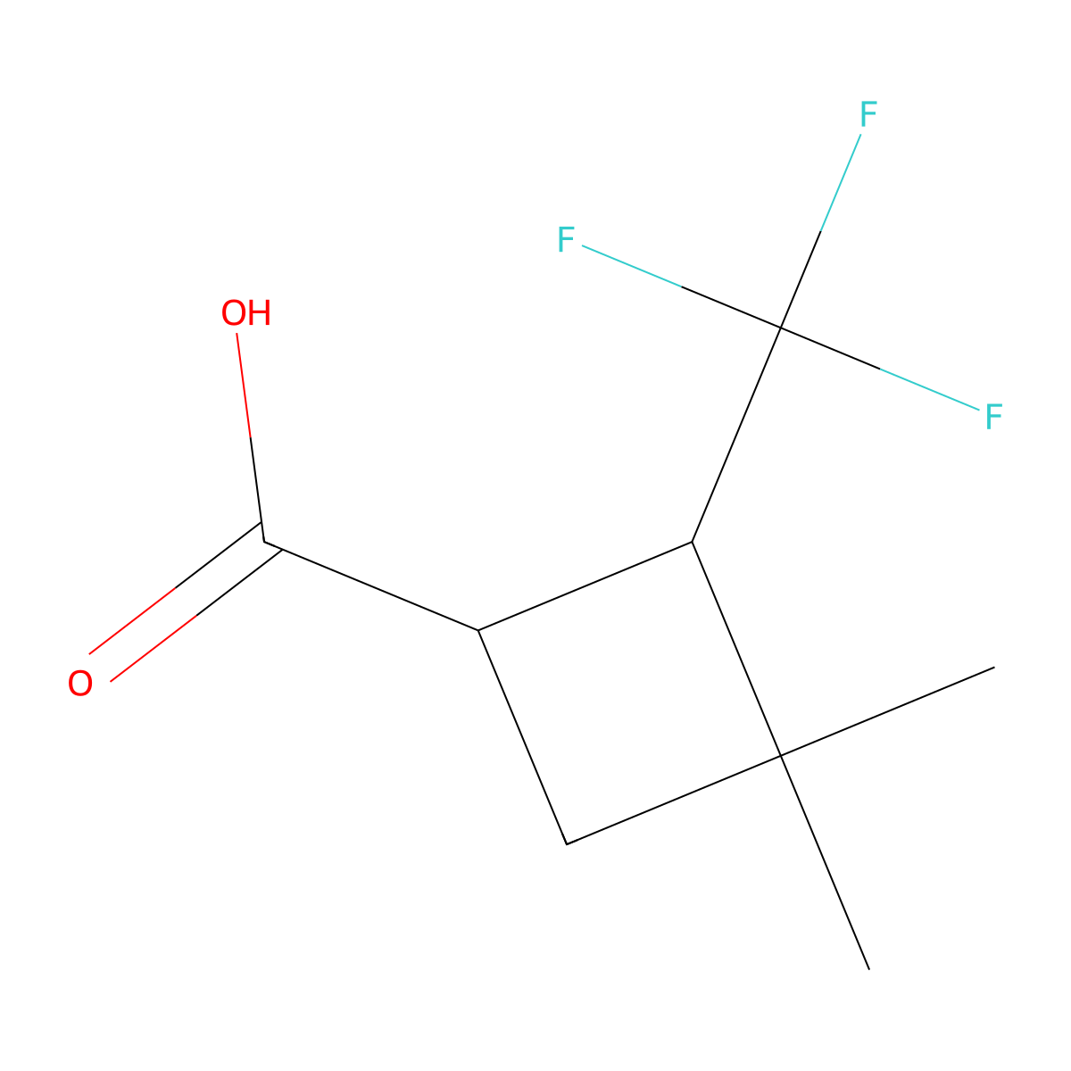 3,3-Dimethyl-2-(trifluoromethyl)cyclobutane-1-carboxylic acid molecular structure, CAS 2229161-50-4