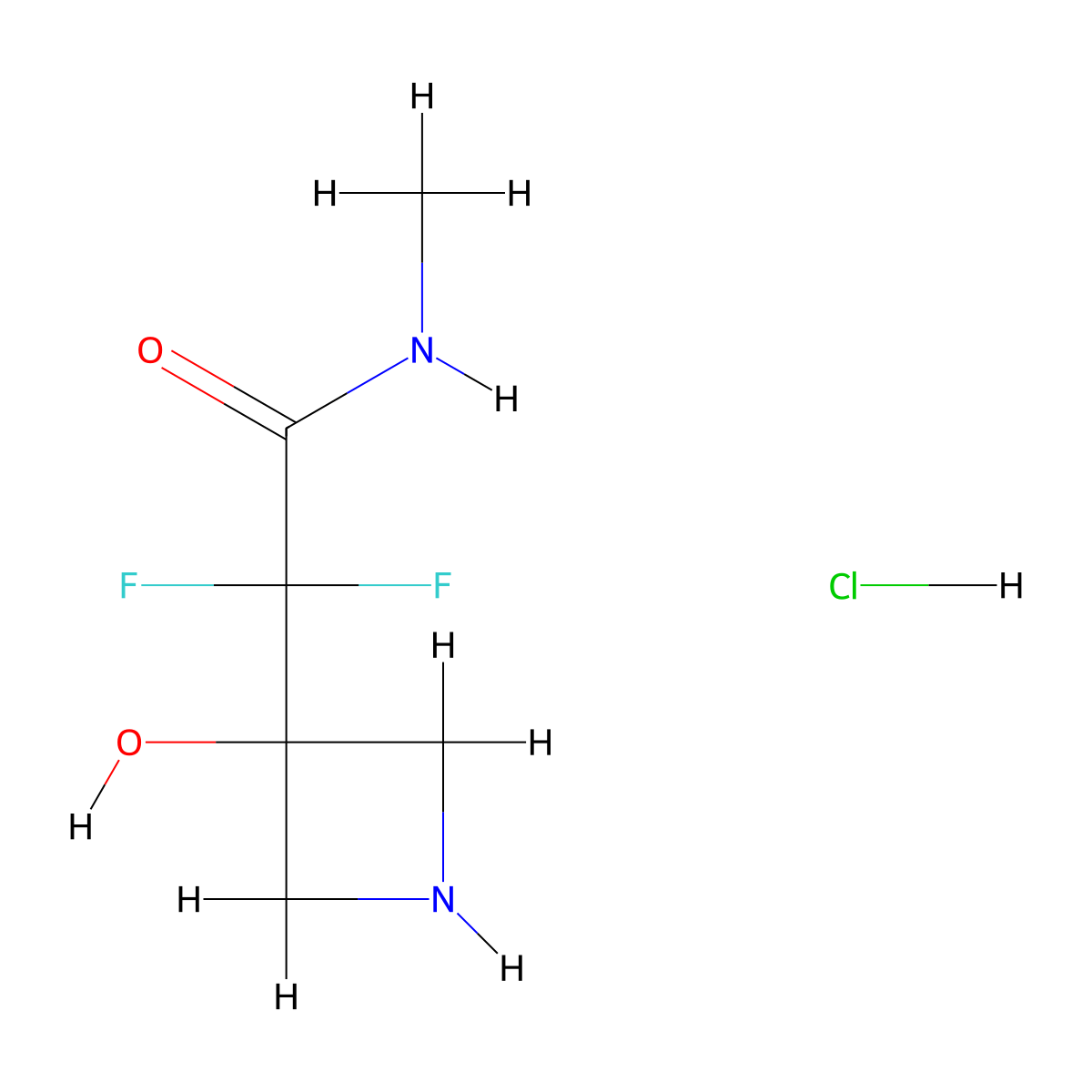 2,2-difluoro-2-(3-hydroxyazetidin-3-yl)-N-methylacetamide hydrochloride molecular structure, CAS 2229162-75-6
