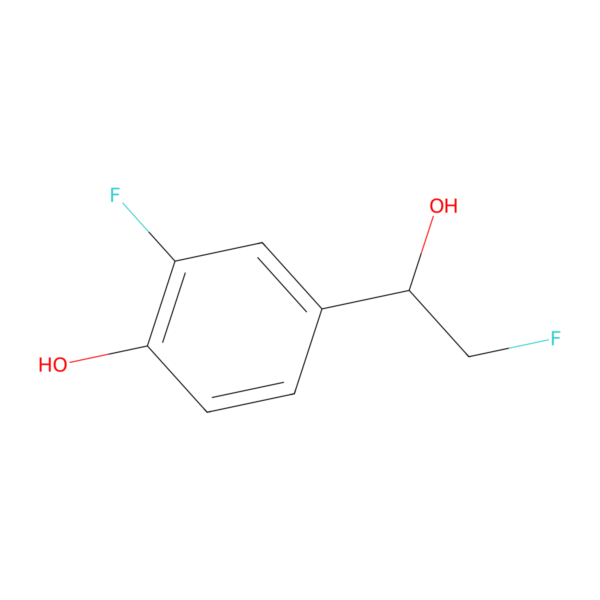 2-Fluoro-4-(2-fluoro-1-hydroxyethyl)phenol molecular structure, CAS 2229164-14-9