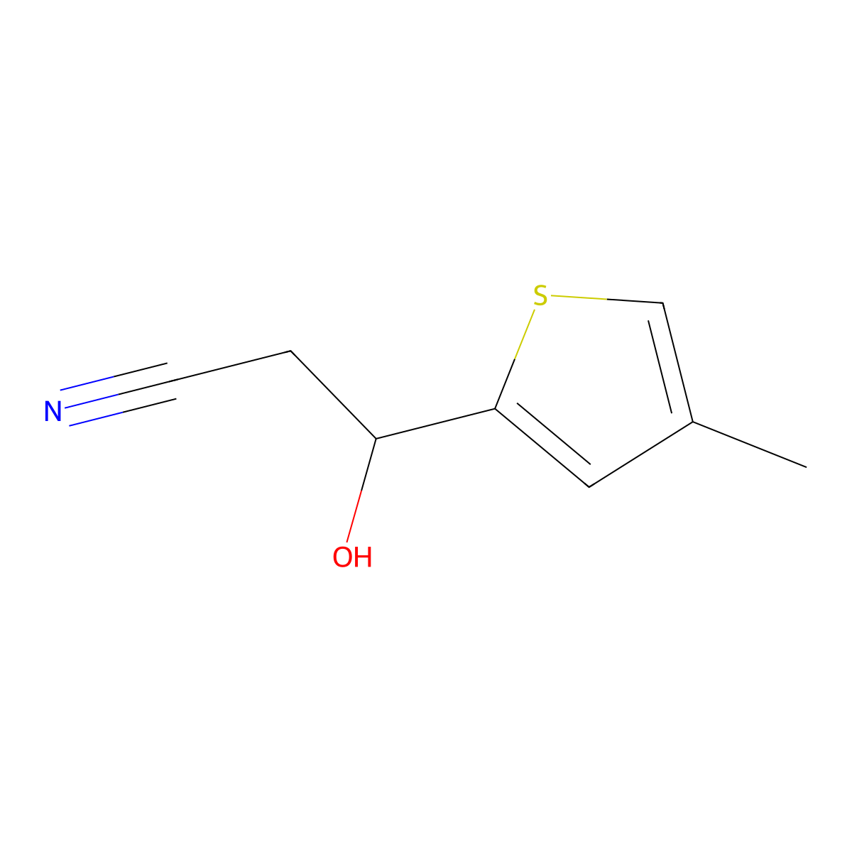 3-Hydroxy-3-(4-methylthiophen-2-yl)propanenitrile molecular structure, CAS 2229165-24-4