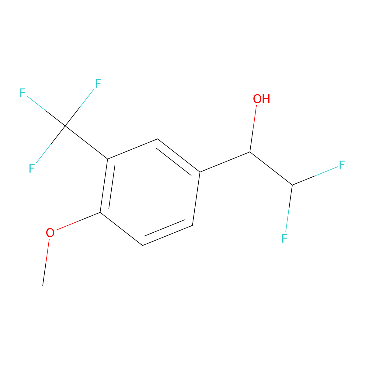 2,2-Difluoro-1-[4-methoxy-3-(trifluoromethyl)phenyl]ethan-1-ol molecular structure, CAS 2229165-25-5