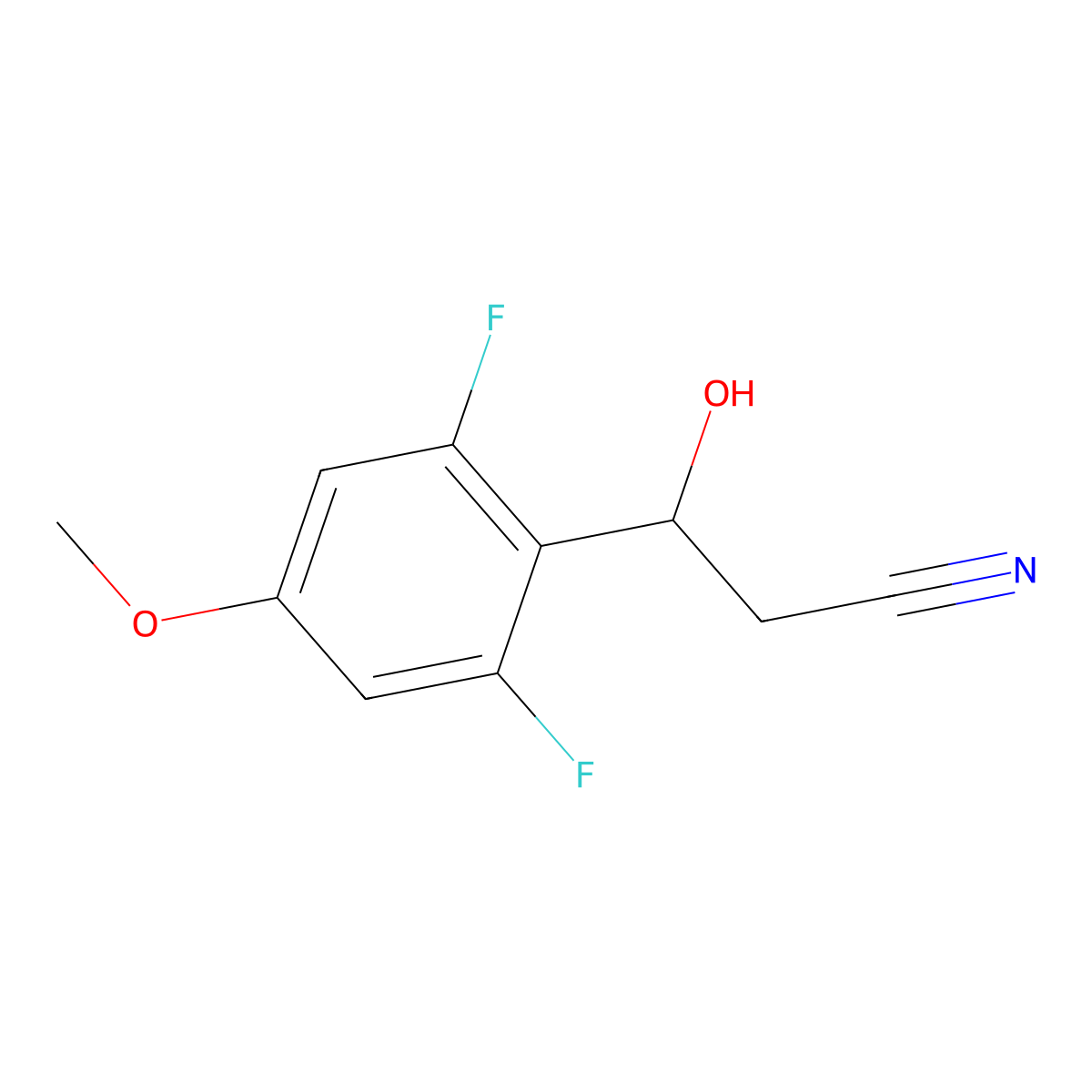 3-(2,6-Difluoro-4-methoxyphenyl)-3-hydroxypropanenitrile molecular structure, CAS 2229166-06-5