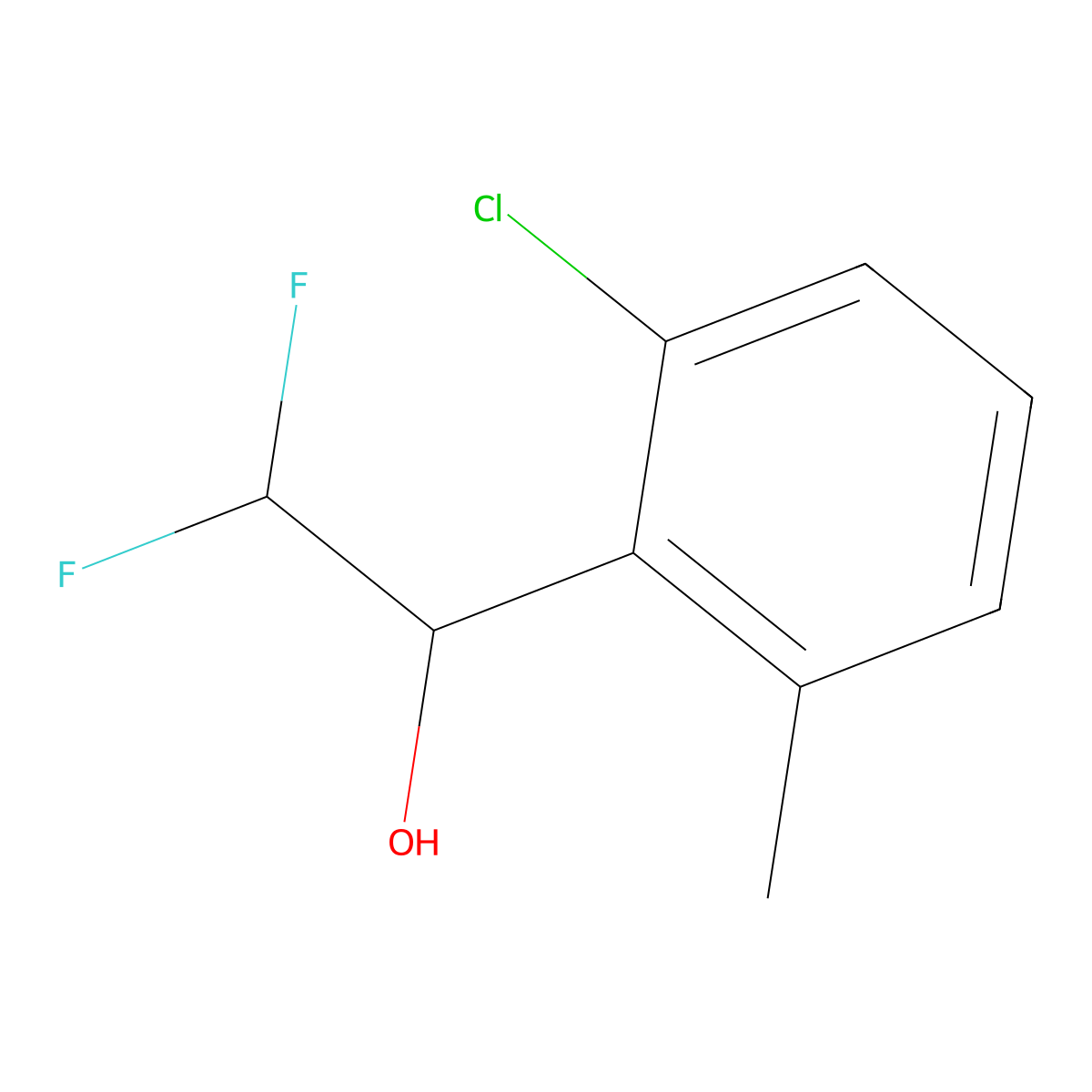1-(2-Chloro-6-methylphenyl)-2,2-difluoroethan-1-ol molecular structure, CAS 2229166-10-1