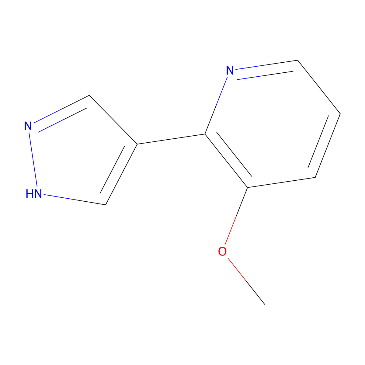 3-methoxy-2-(1H-pyrazol-4-yl)pyridine molecular structure, CAS 2229166-25-8