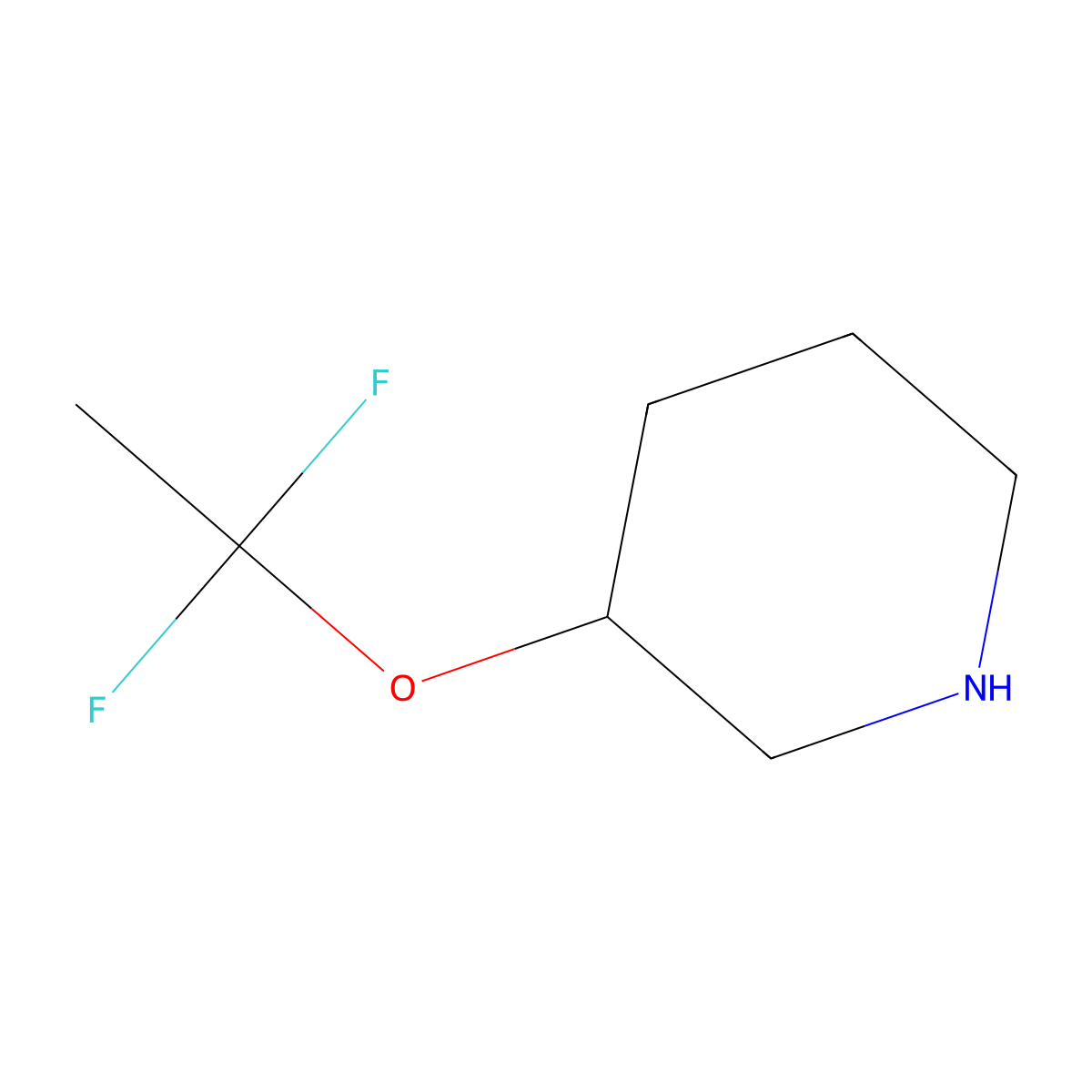 3-(1,1-Difluoroethoxy)piperidine molecular structure, CAS 2229166-55-4