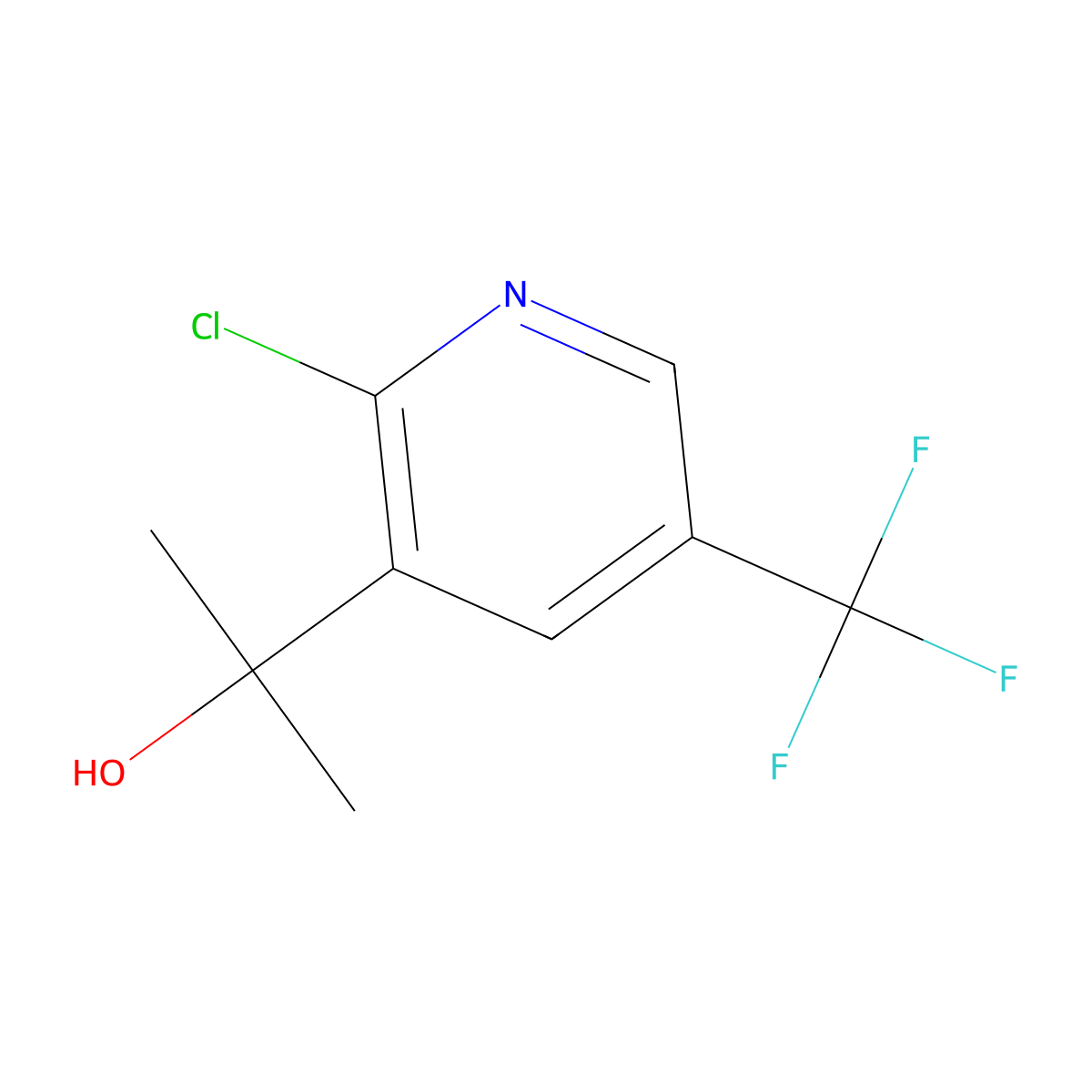 2-[2-Chloro-5-(trifluoromethyl)pyridin-3-yl]propan-2-ol molecular structure, CAS 2229167-33-1