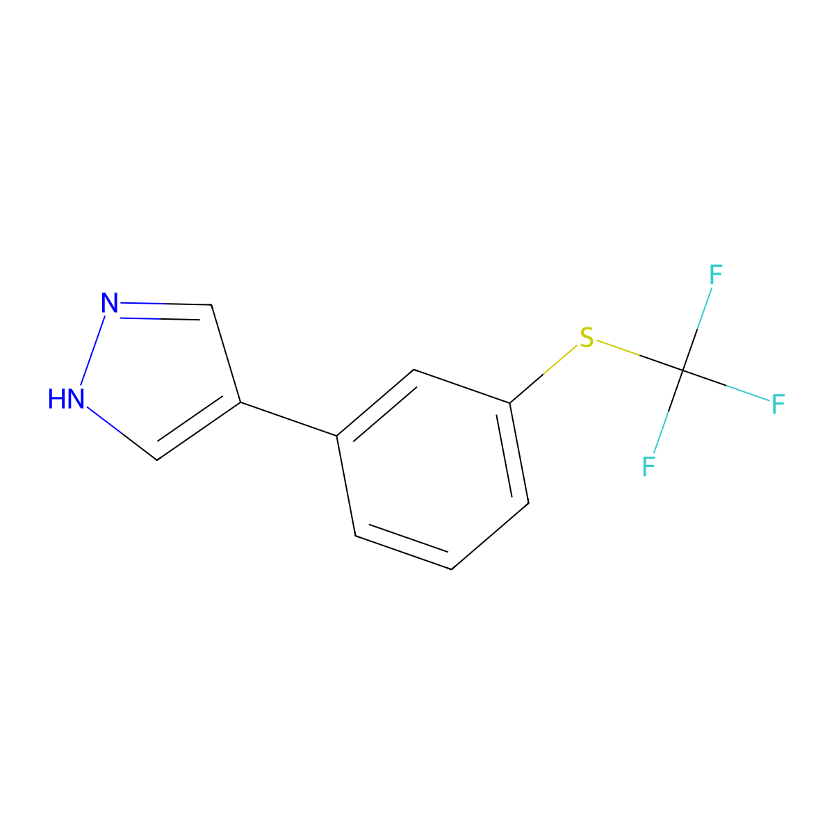 4-{3-[(trifluoromethyl)sulfanyl]phenyl}-1H-pyrazole molecular structure, CAS 2229169-58-6