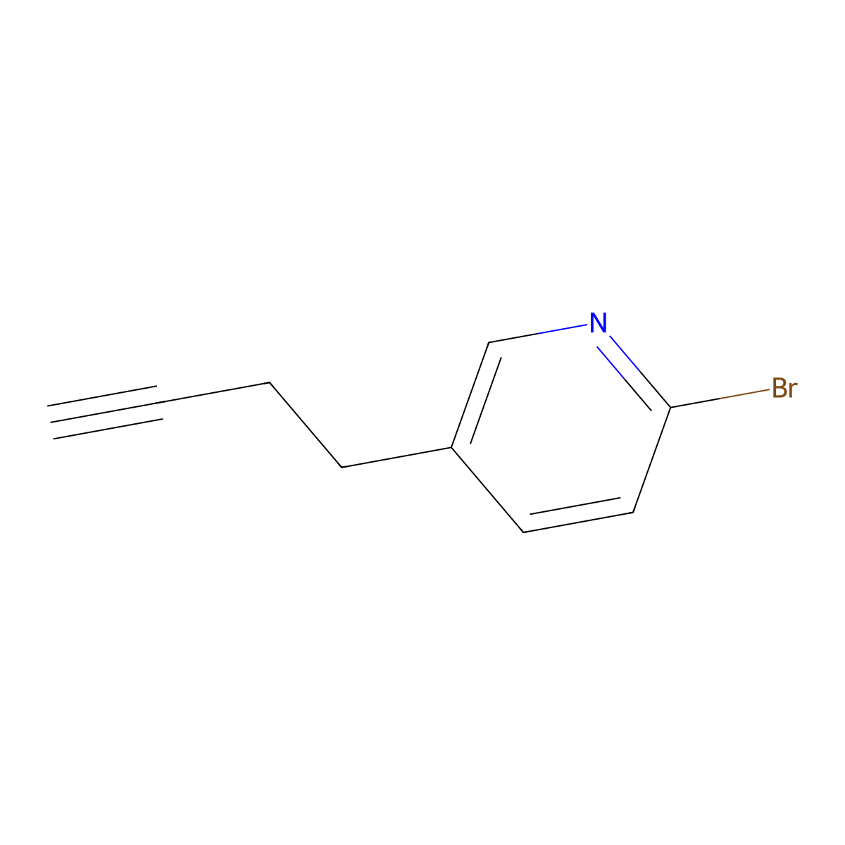 2-Bromo-5-(but-3-yn-1-yl)pyridine molecular structure, CAS 2229170-46-9