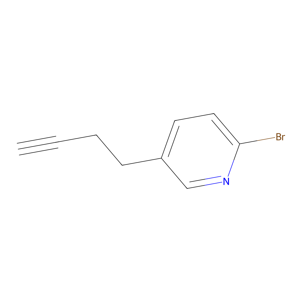 2-Bromo-5-(but-3-yn-1-yl)pyridine molecular structure, CAS 2229170-46-9