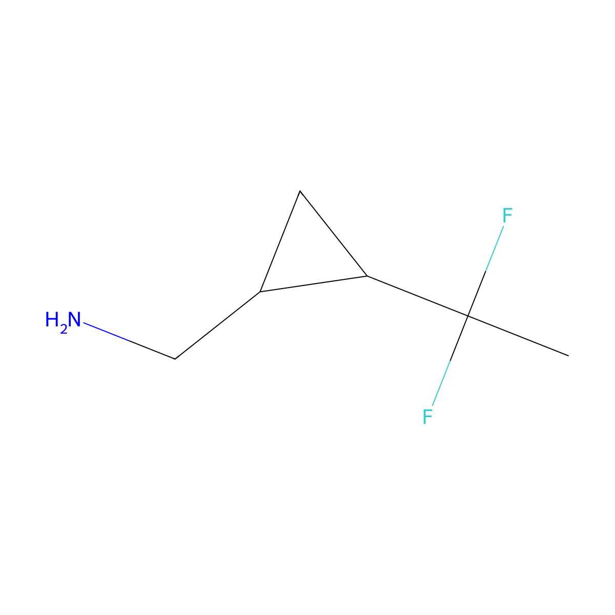 [2-(1,1-Difluoroethyl)cyclopropyl]methanamine molecular structure, CAS 2229172-29-4