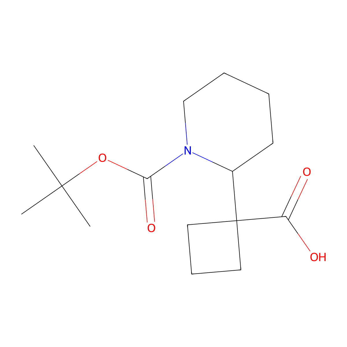 1-{1-[(Tert-butoxy)carbonyl]piperidin-2-yl}cyclobutane-1-carboxylic acid molecular structure, CAS 2229174-20-1