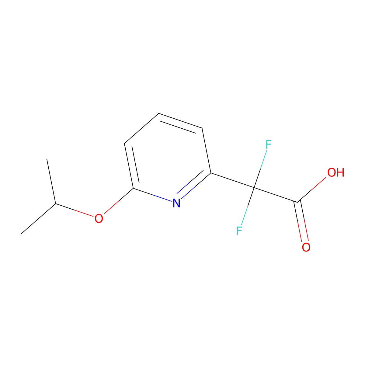 2,2-Difluoro-2-[6-(propan-2-yloxy)pyridin-2-yl]acetic acid molecular structure, CAS 2229174-77-8